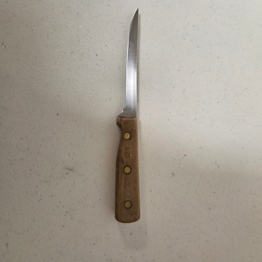 Chicago Cutlery 62S Boning Knife 5 inch Curved Blade Walnut Wood Handle USA Made